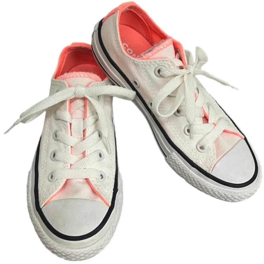 Converse Ox White Hyper Orange Girls Size 12 Converse All Star Chucks Low Tops